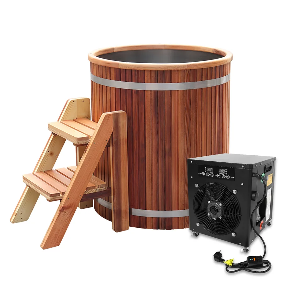 Red cedar cold tub with 304 stainless steel liner 004 — detail 2