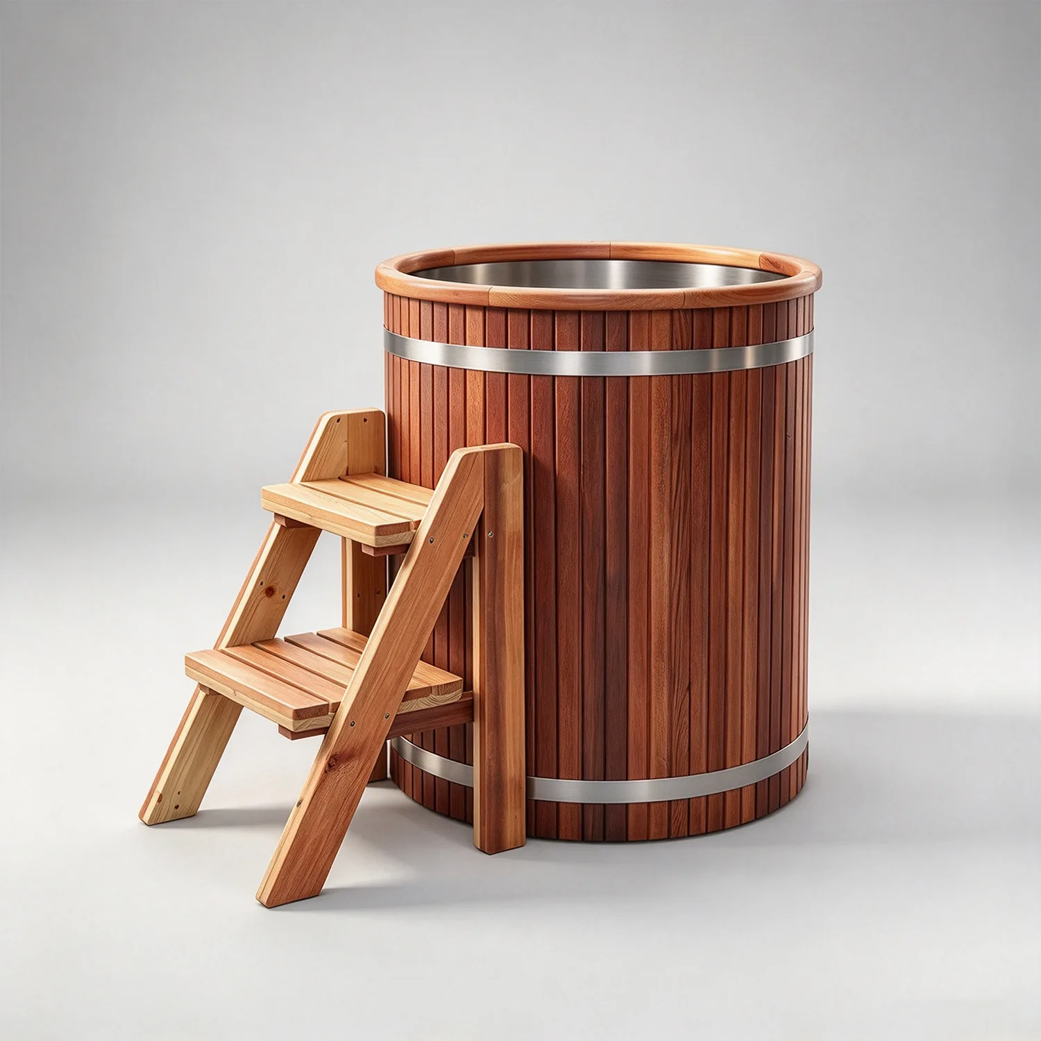 Red cedar cold tub with 304 stainless steel liner 004