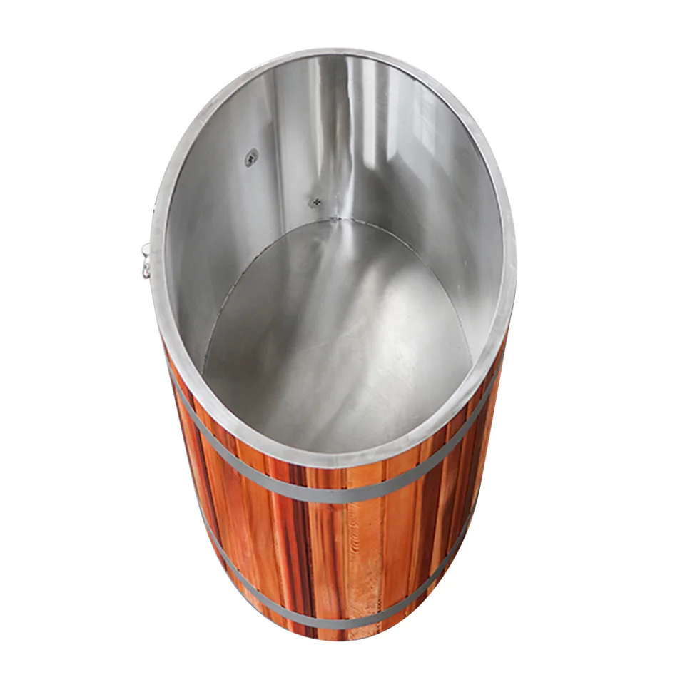 Red cedar cold tub with 304 stainless steel liner 006 — detail 4