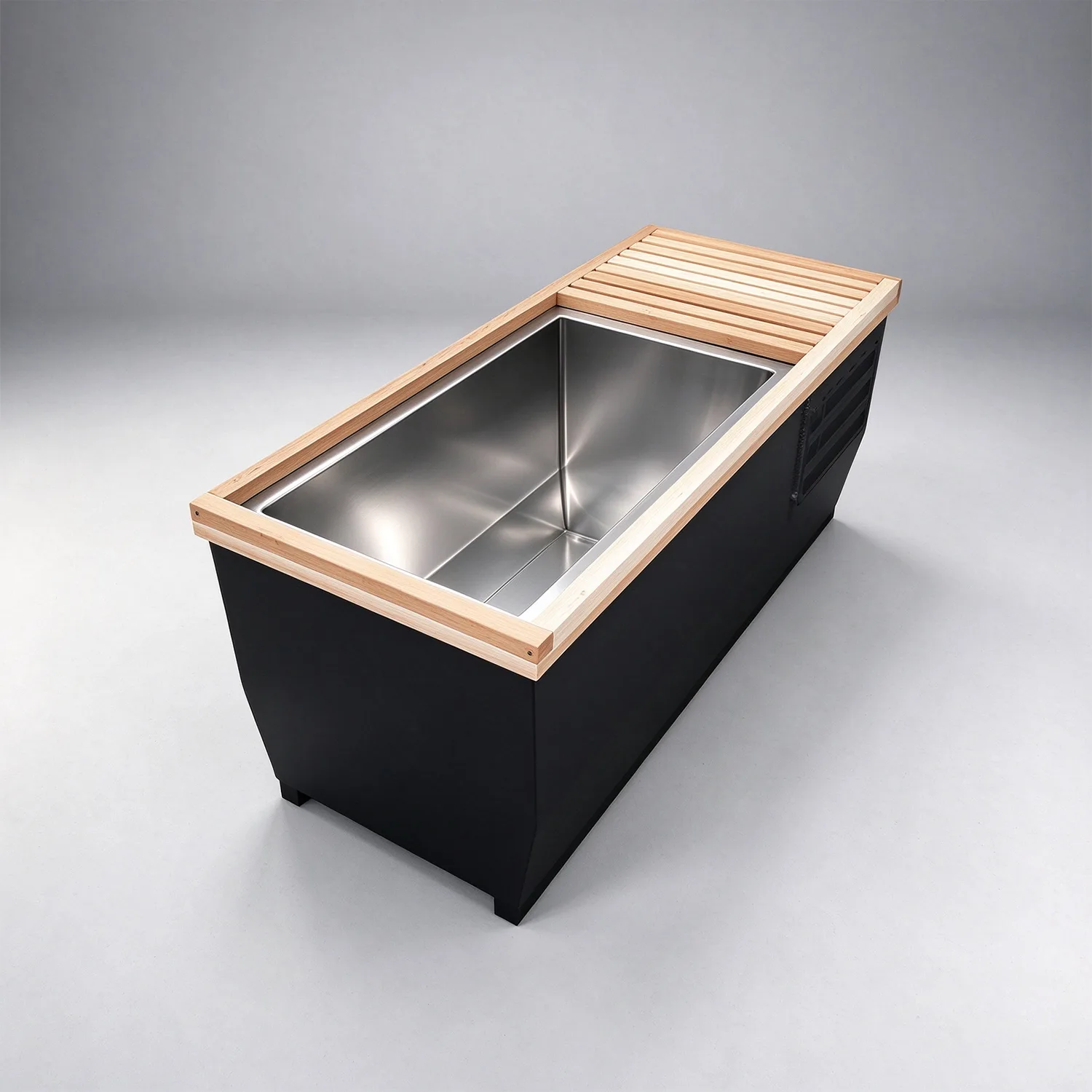 Red cedar cold tub with 304 stainless steel liner 008