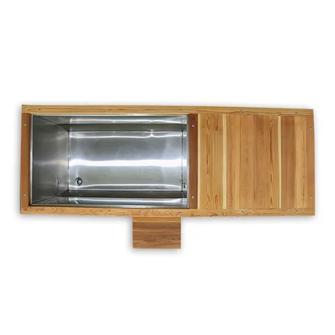 Red cedar cold tub with 304 stainless steel liner 010 — detail 2