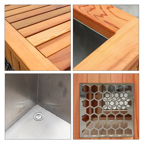 Red cedar cold tub with 304 stainless steel liner 013 — detail 4